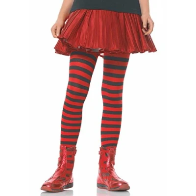 Image of Leg Avenue 471002011 Children&#039;s Striped Tights Kids Pantyhose, Black/White, Black/Purple, Black/Yellow, White/Green, White/Red, M