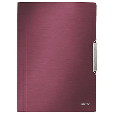 Image of Leitz 3 Flap Folder, Holds up to 150 A4 Sheets, Elastic Closure, Flexible Plastic, Garnet Red, Style Range, 39770028