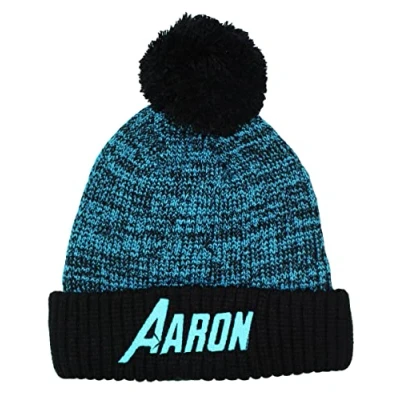 Image of TeddyTs Personalised Boy&#039;s Chunky Knit Electric Blue Bobble Hat (4 10 Years), One Size