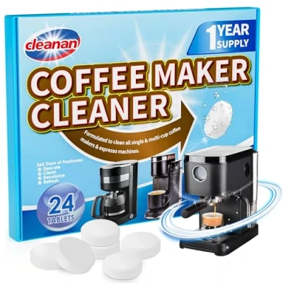 Image of Coffee Machine cleaning and Descaling Tablets 24 Pack, Removes Limescale, Deep Cleans, Enhances Taste, Extends Lifespan, Compatible with All Brands Types of machines