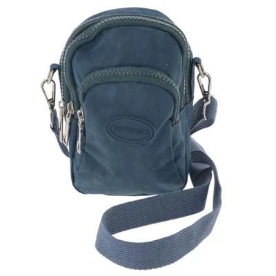 Image of Equilibrium Chic Cross Body Bag with Zip and Detachable Strap Design Blue, Pink or Black Silver Hardware (Blue)