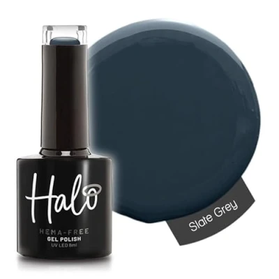 Image of Halo Gel Polish 8ml Slate Grey UV/LED Nail Polish, Long Lasting &amp; Easy To Apply. Soak Off Art Colours For Manicure Pedicure. Professional Home Use.