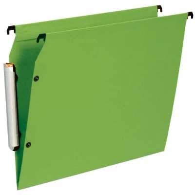 Image of Esselte Premium Suspension Files for Filing Cabinet V Base Pack of 10 Opaque Green
