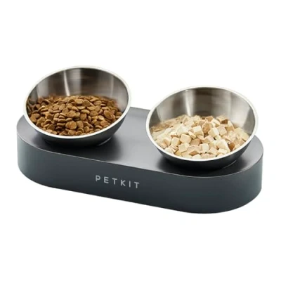 Image of PETKIT Cat Bowls with Stand Tilted, 0 &amp;15 Stainless Steel Elevated Feeding for Cats and Small Dogs, Raised Food Water Bowls, Stress Free, Grade Material, Anti Slip None Spill