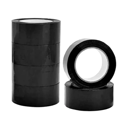 Image of Tezraftaar 6 x Black Parcel Packaging Tape 48mm 66m Heavy Duty Strong Adhesive Carton &amp; Box Sealing Packing for Shipping
