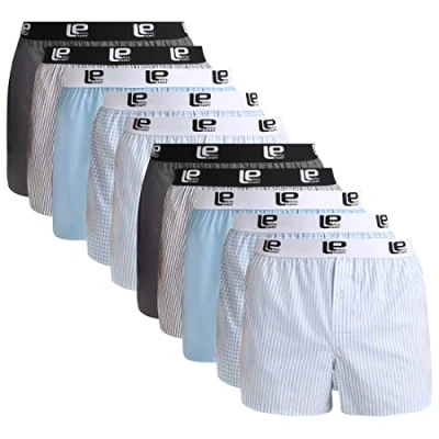 Image of Lower East Mens Le215 Boxer Shorts, Light Blue/Grey, M UK