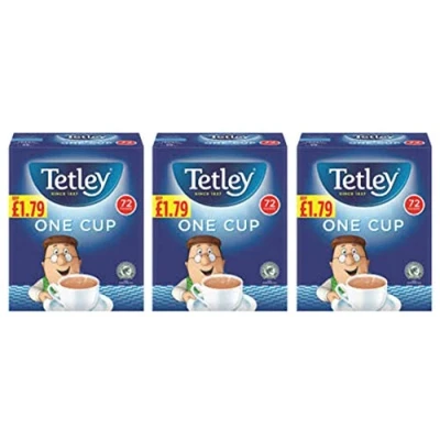 Image of Tetley One Cup Tea Bags Black 3x144g Price Marked Boxes 216 Total