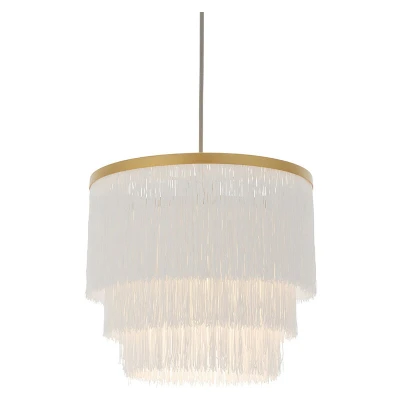 Image of Varese Pendant Ceiling Light Matt Gold Paint &amp; White Tassels