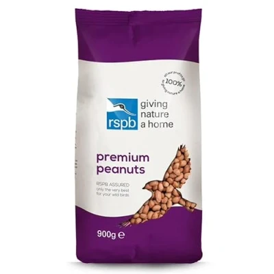 Image of RSPB Premium Peanuts 900 grams Wild bird Food, supporting Charity, Re sealable &amp; recyclable pouches, for use in Garden outdoors. Perfect Feeders, ground feeders tables