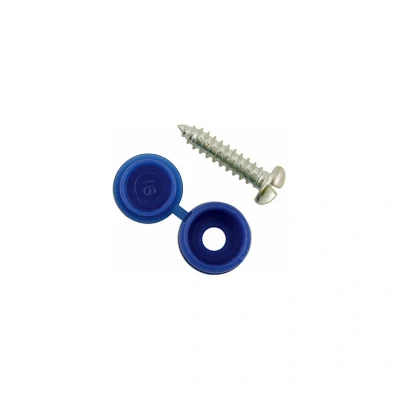 Image of CONNECT Number Plate Security Caps &amp; Screws Blue Pack of 100 30336