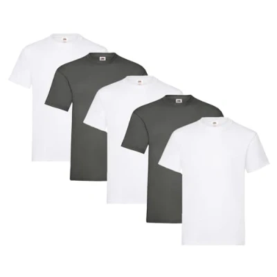 Image of Fruit of the Loom Men&#039;s T Shirt, Heavy Cotton, M, L, XL, XXL, 3XL, Various Colour Sets, Pack 5, XXL