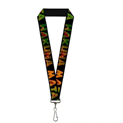 Image of Buckle Down Unisex Adult&#039;s Lanyard 1.0&quot; Hakuna Matata Black/Lion King Scenes Key Chain, Multicolor, One Size