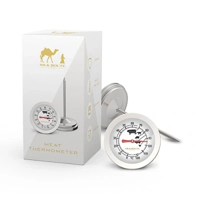 Image of Silk Route Home Meat Thermometer Multi Purpose Perfectly Cooked Stainless Steel Internal Probe Analogue 11.5cm