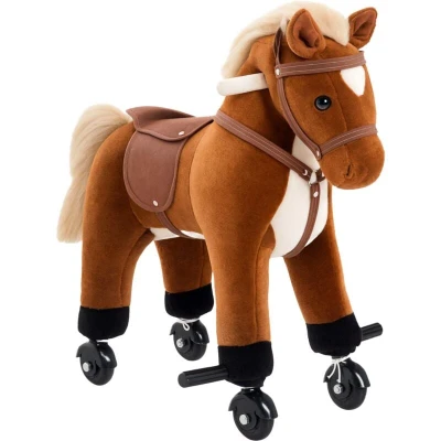 Image of HOMCOM Rocking Horse Little Baby Plush Toy Wooden Style Ride on Rocker Sound Kids Gift330 047BN