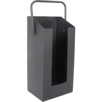 Image of Trendi Black Metal Firewood Log Holder Scuttle Hod Storage Box Fireplace Briquette Wood