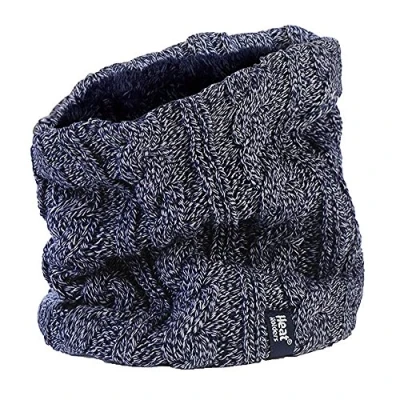 Image of HEAT HOLDERS Ladies GENUINE Thermal Winter Warm Neck Warmer 3.4 Tog Fleece Cable Knit Snood Scarf Purple (Original Navy Warmer)