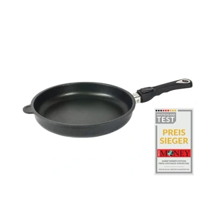 Image of AMT Gastroguss Frying Pan 26 cm Removable Handle Cast Aluminium with Coating Flat Edge No Induction, Black, (AMZN 526 Z20B)