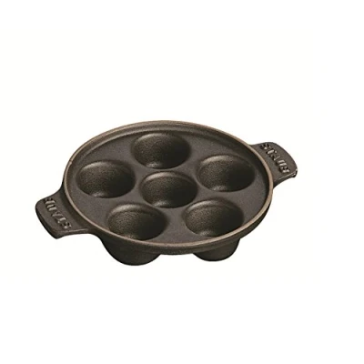 Image of Staub Round Snail Dish with 6 Holes, Cast Iron, Matt Black, 14 centimeters