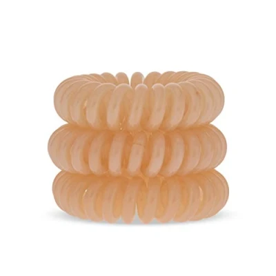Image of Spirabobble Perfectly Peach Solid, Box of 3 Hair Bobbles Accessories for Women, Durable Ties, Spiral Ring Ponytails Suitable All Types