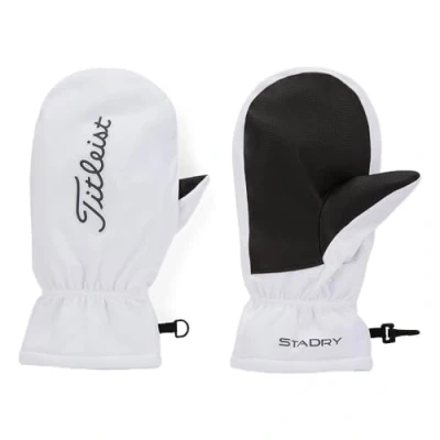 Image of Titleist StaDry Cart Mitts (White/Charcoal, One Size, Pair) Winter Mittens 2023 Golf