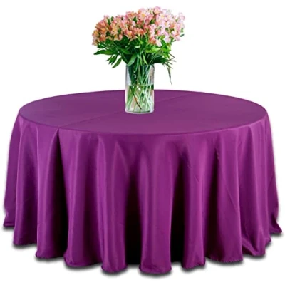 Image of Polyester Tablecloth 120&#039;&#039; Home Decor Wedding Small Big Sizes Red Purple Royal Blue Ivory Round Table Cover Made in UK (PURPLE)