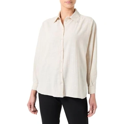 Image of ONLY Women&#039;s Onltizana Cotton L/S Shirt WVN Long Sleeve Blouse, Gray, XS