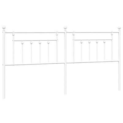 Image of vidaXL Classic Design Metal Headboard in White Finish Powder Coated Steel Bed Header with Sturdy Legs for 200 cm Frame