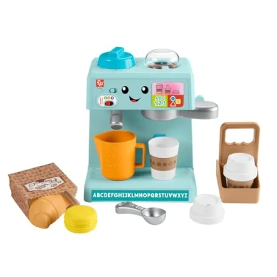 Image of Fisher Price Toddler Toy Learn &amp; Serve Coffee Café Playset with Smart Stages 10 Pieces for Ages 18+ Months, Multilanguage Version, HYR98