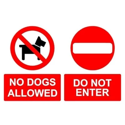 Image of No dogs allowed do not enter prohibition sign 1mm flexible Plastic (200mm x 150mm)