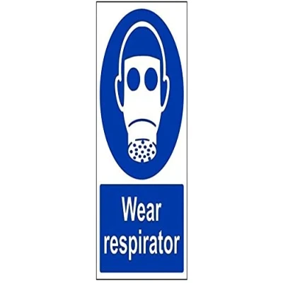Image of V Safety Wear Respirator PPE Sign 200mm x 300mm Self Adhesive Vinyl