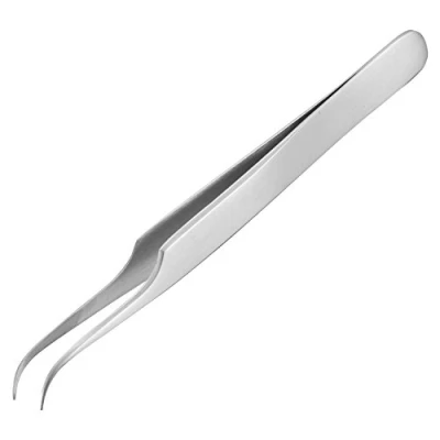 Image of fine Tipped Stainless Steel Tweezers (Curved Style), 120mm Long. ENGINEER pt 06