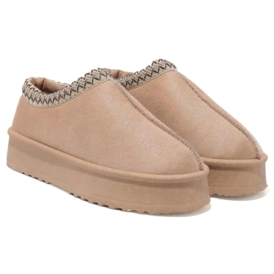 Image of sole london WOMENS FAUX FUR LINED LADIES IN OUTDOOR SLIP ON WARM SLIPPERS SNUGG SHOES BOOTS