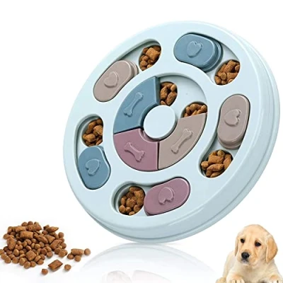 Image of Interactive Dog Food Puzzle Toy, Feeder Toys, Pet Training Games Supplies Smart Dogs Slow (Blue)