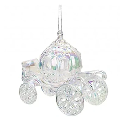 Image of Iridescent Shimmer Fairytale Princess Carriage Hanging Christmas Decoration Magical Fairy Tale Themed Xmas Tree Pendant