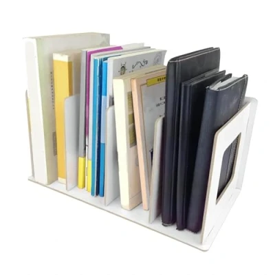 Image of VIFER Desktop Bookshelf Wooden Book Rack Books Magazine Storage Holder for Students Kids Adult (Warm White)