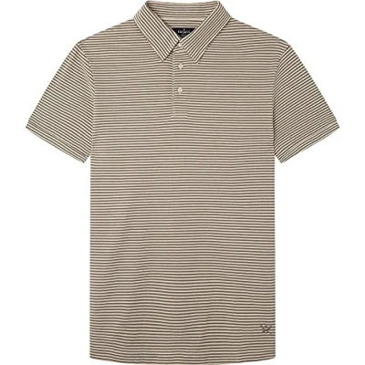 Image of Hackett London Men&#039;s YD Stripe Polo SS Shirt, Khaki, M