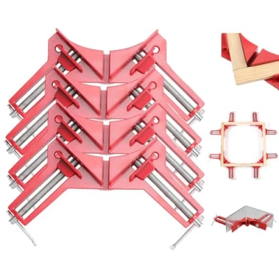 Image of Litensh 4pcs 90 Degree Right Angle Clamps for Woodwork, Corners DIY Hand Tools Picture Frame Corner Adjustable Wood Vice Miter Clamp Photo Glass