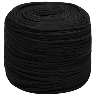 Image of vidaXL Multipurpose Work Rope High Strength Polyester 8mm Diameter, 100m Length For Indoor and Outdoor Use Black