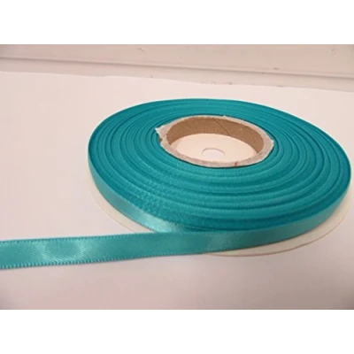 Image of 2 metres x 7mm Satin Ribbon Aquamarine Light Blue Double Sided 7 mm