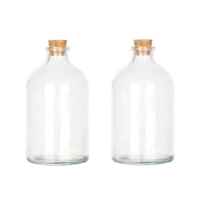 Image of Magic Season Decorative Round Glass Bottles with Cork Stoppers (2 Pcs / 100 ml)