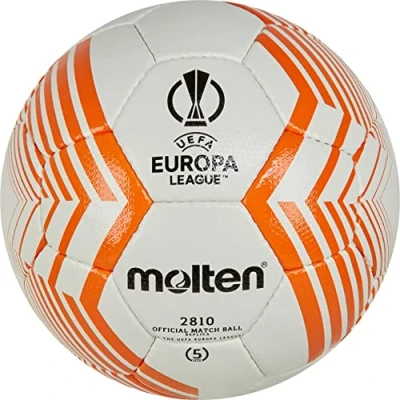 Image of Molten FU2810 Football Endorsed UEFA Europa League Ball 2022/23 Season Textured PU Leather Size 5, Orange