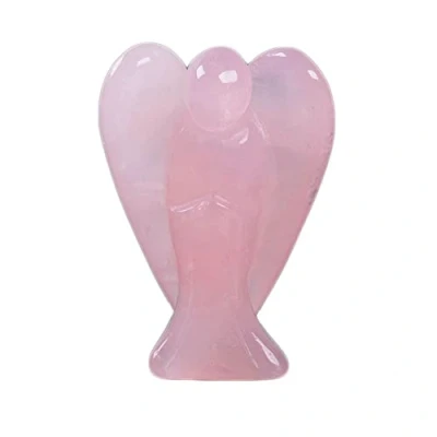 Image of (Rose Quartz) Carved Rose Quartz Peace Angel Pocket Guardian Healing Statue 5.1cm