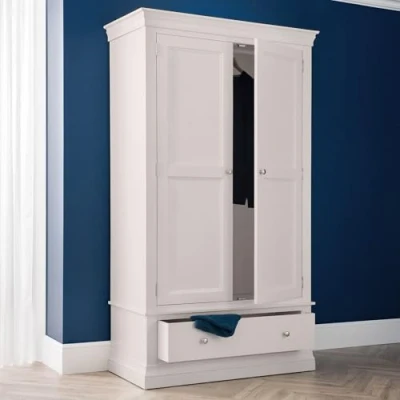 Image of Julian Bowen Clermont 2 Door 1 Drawer Wardrobe, Light Grey