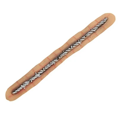 Image of Brown &amp; Silver Barbed Wire Neck Wound (Pack of 1) Realistic Design, Perfect Fake Scars for Halloween, Cosplay, Events, More