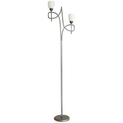Image of San Marino Floor Lamp In Line Dimmer 2 Light E14 Tex/Pewter, NOT LED/CFL Compatible