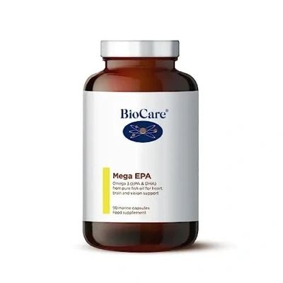 Image of BioCare Mega EPA Pure Fish Oil with Omega 3 Fatty Acids, &amp; DHA Marine Capsules for Heart, Brain Vision Support 90