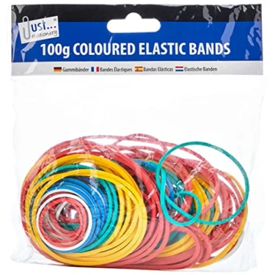 Image of Just stationery Coloured Elastic Bands, Multi, 6224