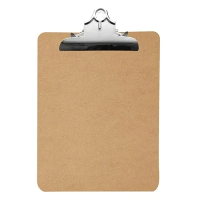 Image of Pack of 12 A4 MDF Wooden Clipboards with Butterfly Clip Wood Hard Board Office