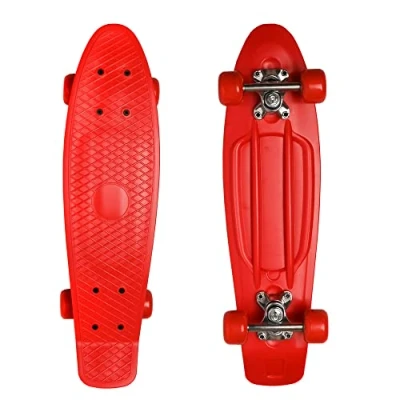 Image of M.Y X Skate Complete 22&quot; Red Plastic Retro Beginner Skateboard for Kids Teenagers &amp; Adults Waffle Style Deck ABEC 7 Bearings tricks and cruising