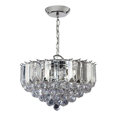 Image of Fargo 3 Light Ceiling Pendant Chrome, Clear Acrylic, E14